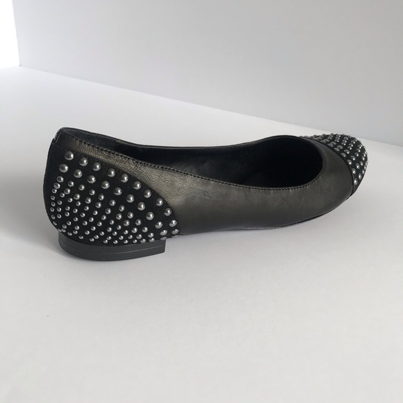 Arturo Chiang Black Leather with Grey Studs Flats - Picture 2 of 14
